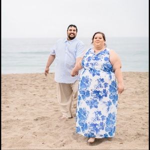 Blue and white floral dress